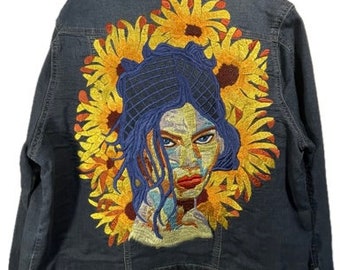 Sunflower Girl embroidered denim jacket