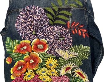 Spring Allium embroidered denim jacket