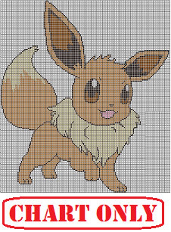 CHART ONLY Pokemon Eevee Color Chart for Cross Stitch | Etsy