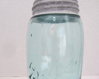 Antique Blue Ball Jar 1900-1910 Ball Jar With Zinc Lid Vintage Kitchen Collectible Farmhouse Kitchen  Jar Vase Farmhouse Decor Kitchen Decor