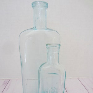 Antique Collectible Apothecary Bottles 2 Collectible Aqua Bottles Pinex Cough Syrup Bottle