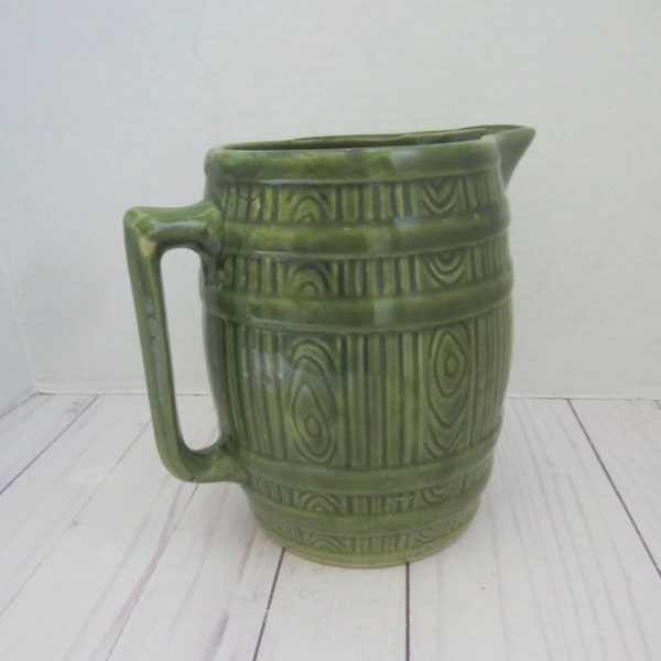 Vintage Green Stoneware Pitcher