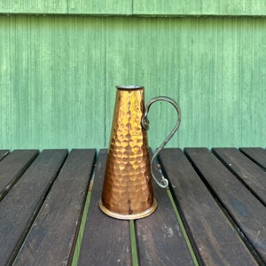 Vintage Copper Hammered Vase with Metal Handle