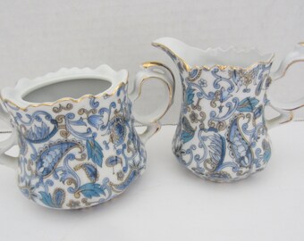 Vintage Lenox Paisley Sugar And Creamer Set Blue And White Sugar And Creamer Set