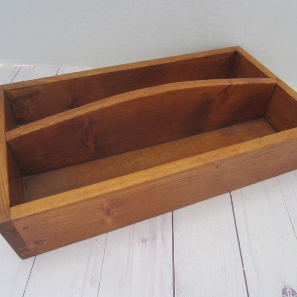 Vintage Handmade Wood Cutlery Tray Vintage Wood Carrier