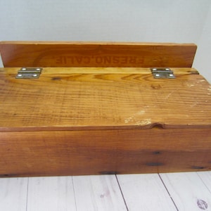 Vintage Wood  Box With Hinged Lid