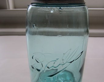 Antique Blue Ball Mason Jar with Zinc Lid – Farmhouse Kitchen Decor