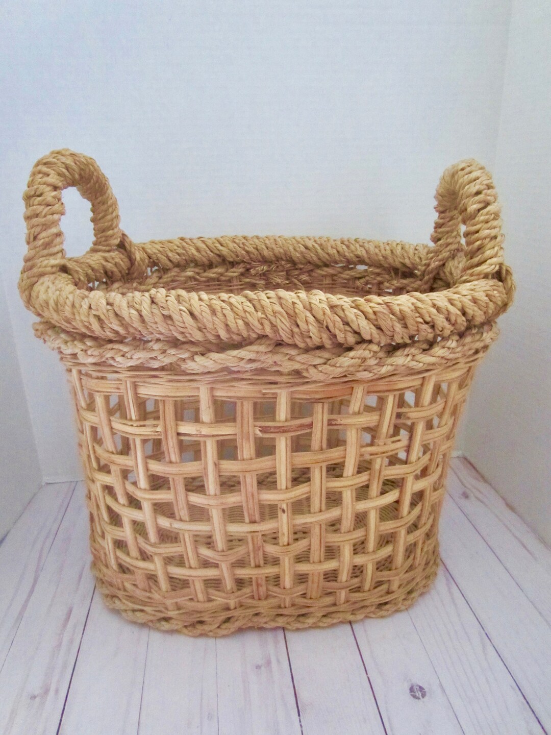 Vintage Large Woven Basket Blanket Basket Storage Basket - Etsy