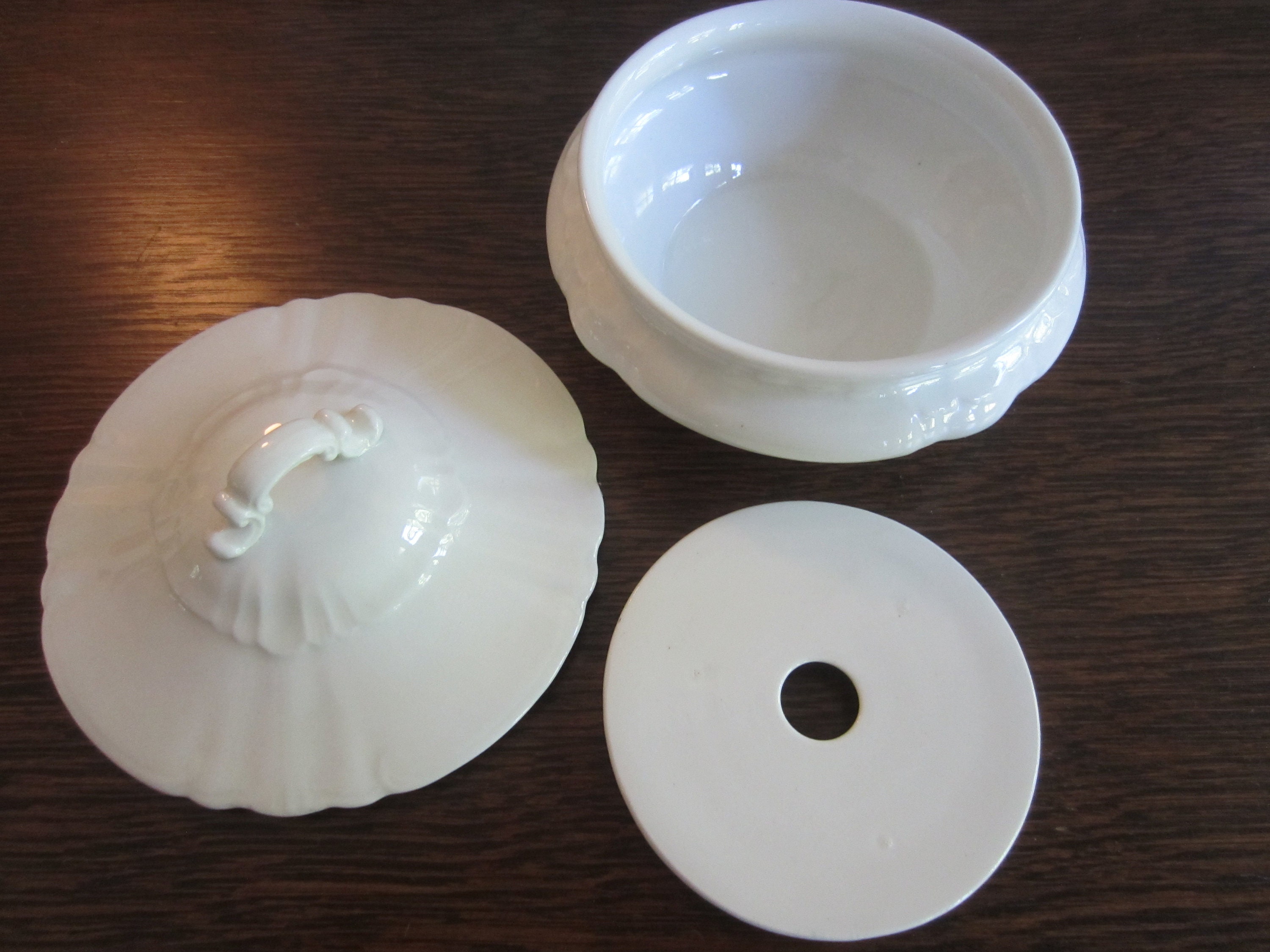 Antique Three Piece Porcelain Butter Dish Vintage White Etsy