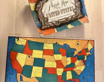 Vintage United States Die-Cut Map Puzzle