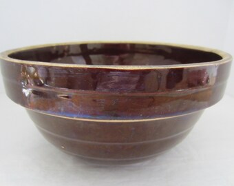 Antique Stoneware Bowl Brown Bowl USA Pottery Vintage Brown Bowl Brown Stoneware Farmhouse Kitchen Decor USA Collectible