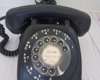 Vintage 1950's Black Rotary Phone