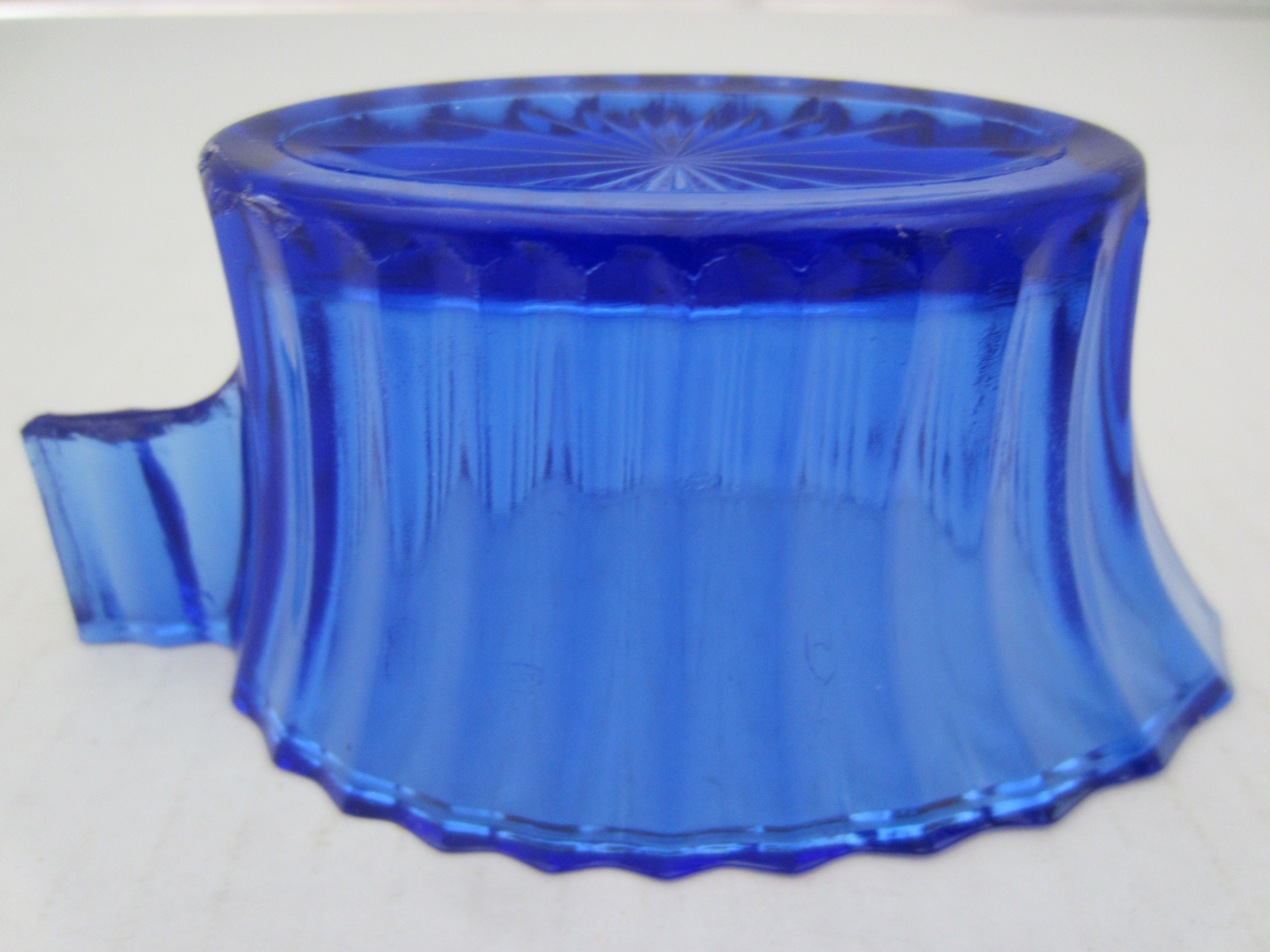 Vintage Cobalt Blue Creamer Glass Creamer Pitcher Ribbed Glass Etsy