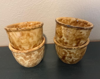 Antique Rockingham Yellowware Custard Cups