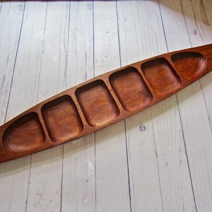 Vintage Teak Wood Tray Hand Made In Thailand MCM Design