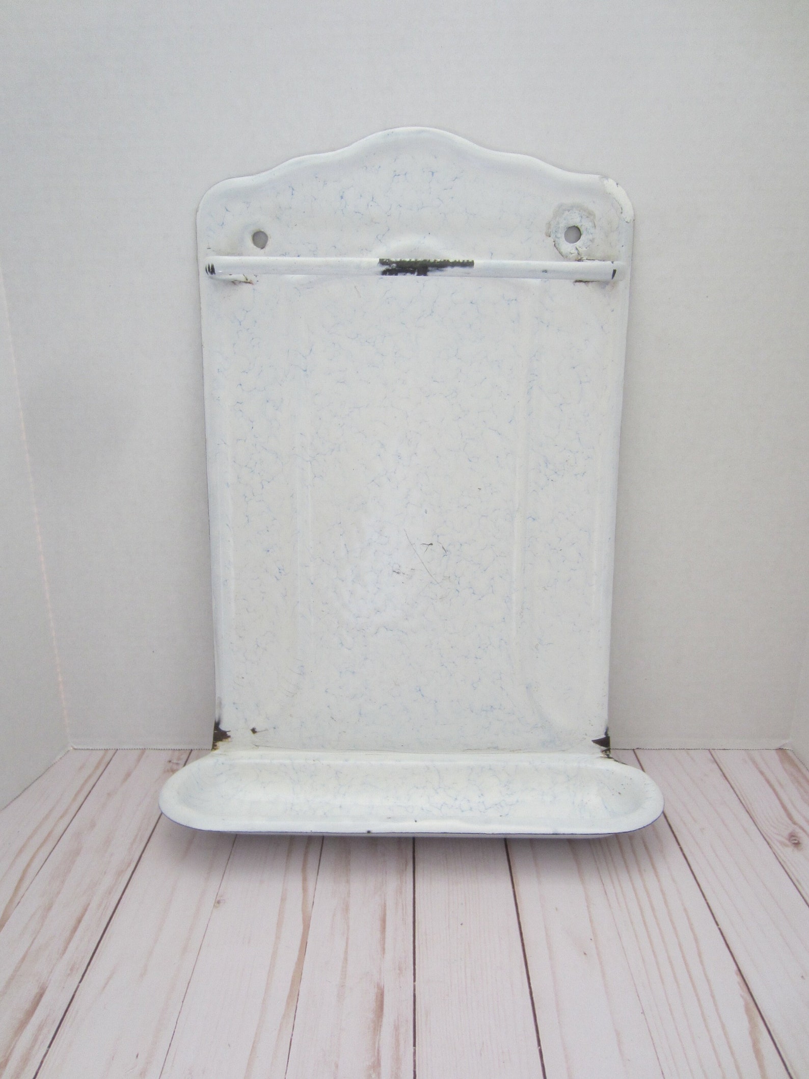 Vintage Enamel Kitchen Utensil Hanging Rack White With Sponge Etsy