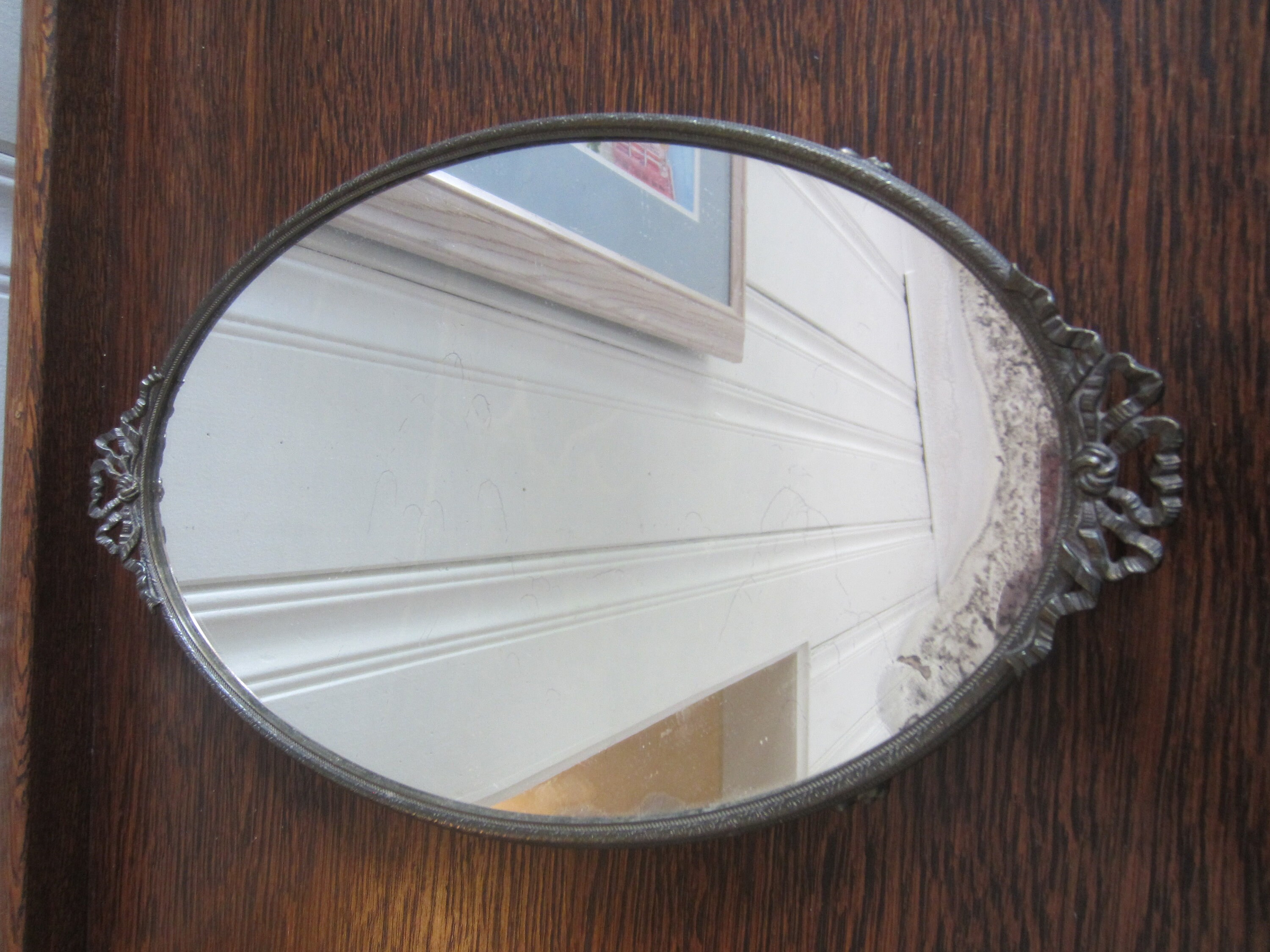 Vintage Dresser Top Mirror Oval Vintage Brass Vanity Mirror Etsy