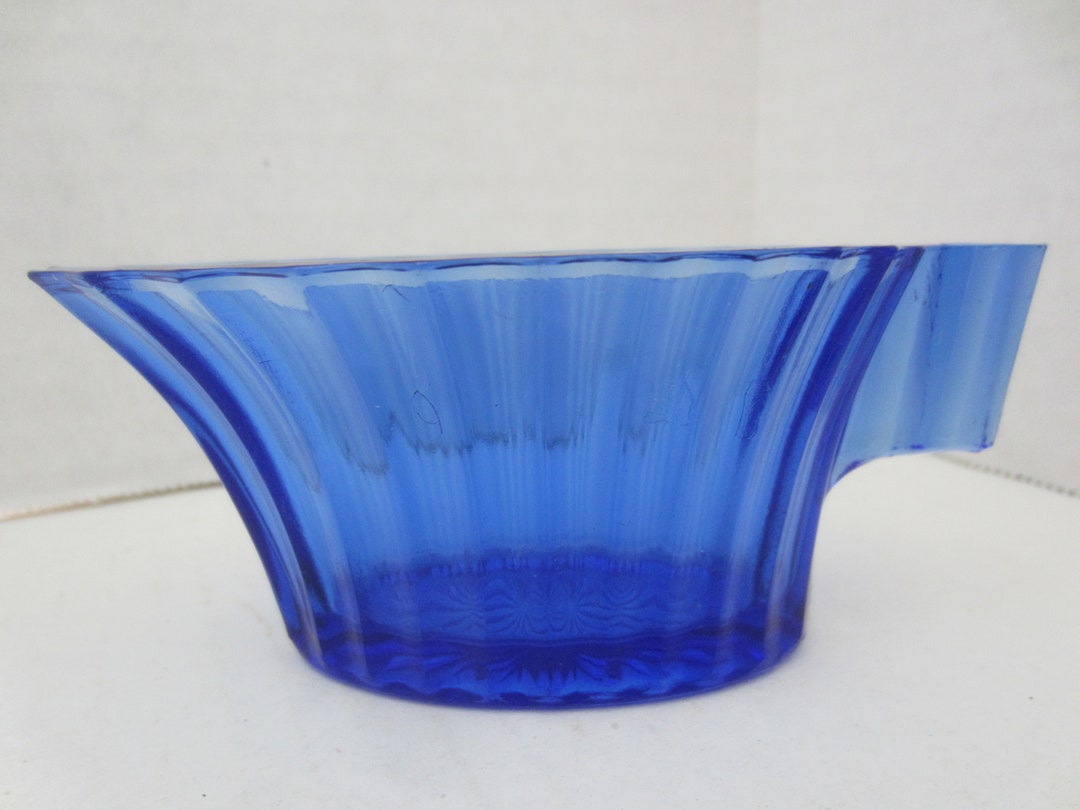 Vintage Cobalt Blue Creamer Glass Creamer Pitcher Ribbed Glass Cobalt