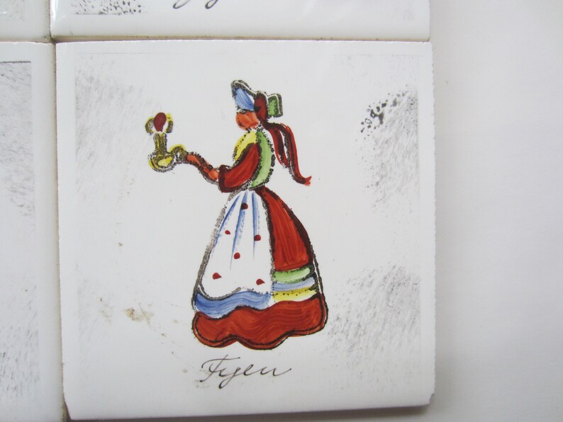 Handpainted Tiles From Denmark Craft Tiles Vintage Tiles Home Etsy