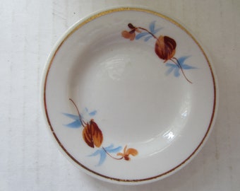 Vintage Butter Pat Gold Rimmed Flowered Butter Pat Trinket Dish Small Dish Ring Dish Porcelain Butter Pat Blue And Brown Tiny Dish