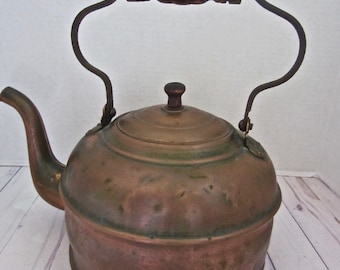 Antique Large Rustic Copper Kettle