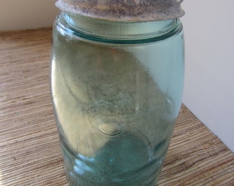 Vintage Blue Ball Mason Jar with Zinc Lid – Farmhouse Kitchen Storage
