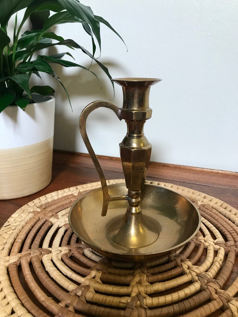 Vintage Brass Chamber Candle Brass Chamber Candlestick Boho Etsy