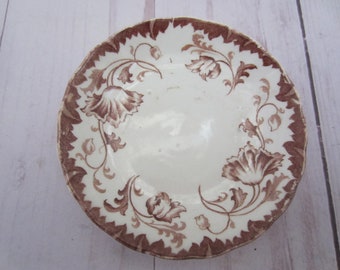 Vintage Transfer Ware Butter Pat Brown Transfer Ware Burslem England Trinket Dish