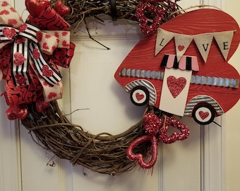 Couronne de la Saint-Valentin, couronne de camper, décor de la porte d’entrée
