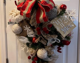 Couronne de Noël « Let it snow ».