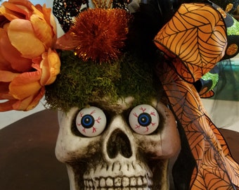 Halloween-skalle, borddekoration, dödskallepumpa, högtid