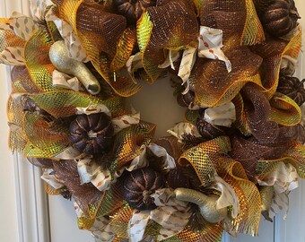 Couronne d'automne en filet