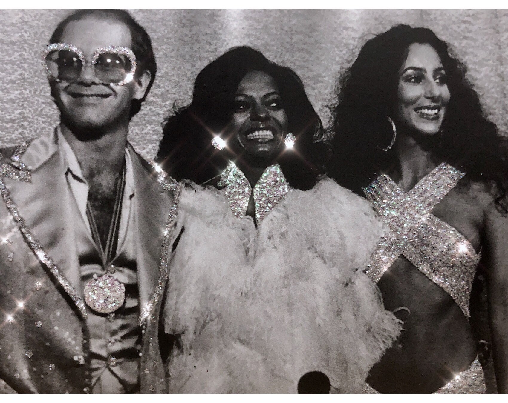 DIANA Ross ELTON John CHER Sparkly Wall Art Sexy Vintage 70s Matted Print Handmade Glitter Poster Birthday Gift Idea Gay Icon Home Decor Joy