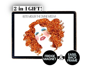 BETTE MIDLER Glitter MAGNET Small Gift for Bette Midler Fan Desk Decor Home Kitchen Refrigerator Magnet Birthday Gift For Gay Art Glitter