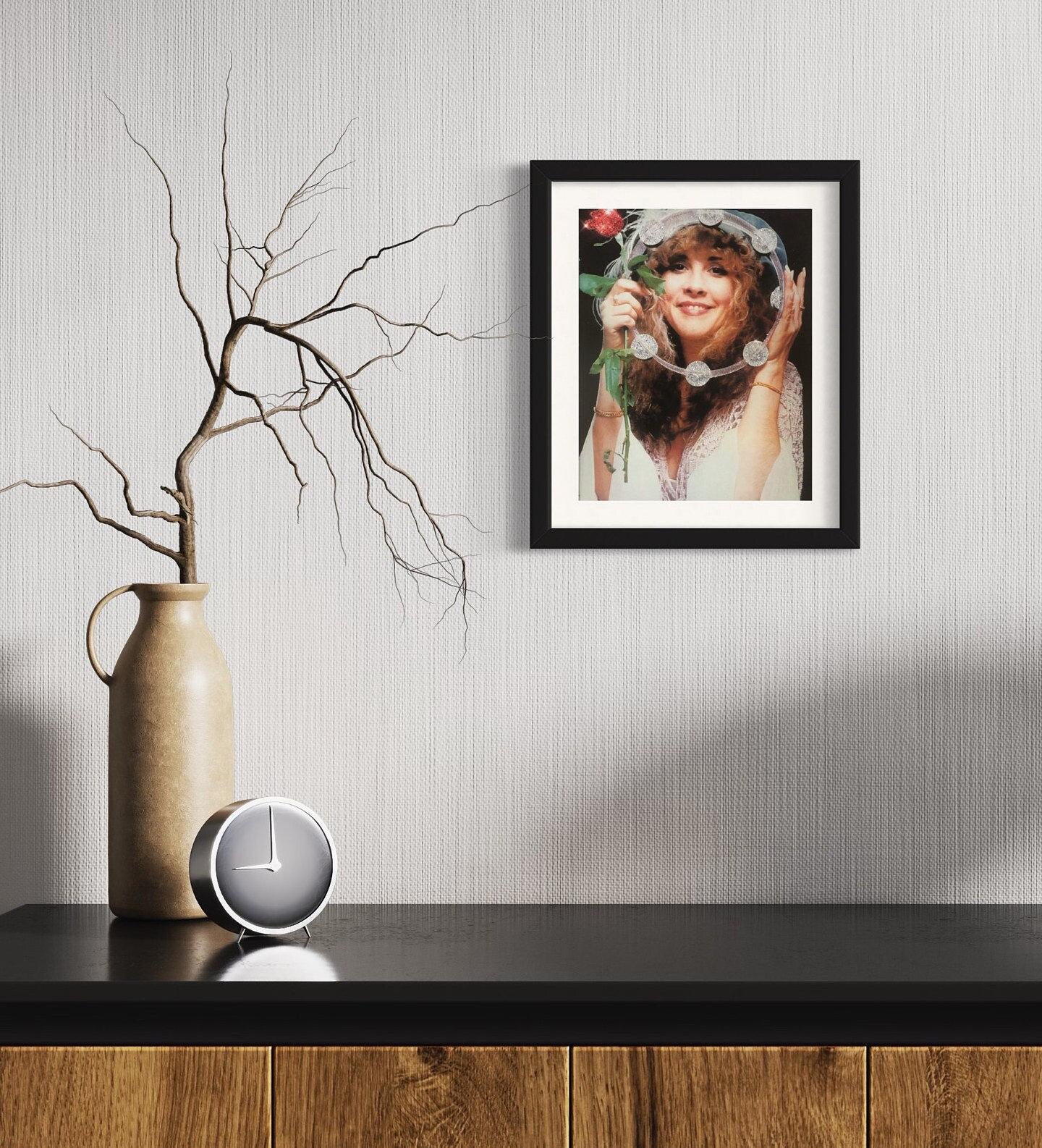 Sparkly STEVIE NICKS Fleetwood Mac Gypsy Wall ART Sexy Rockstar Matted Print Handmade Glitter Poster Birthday Gift Idea Home Decor 70s Glam
