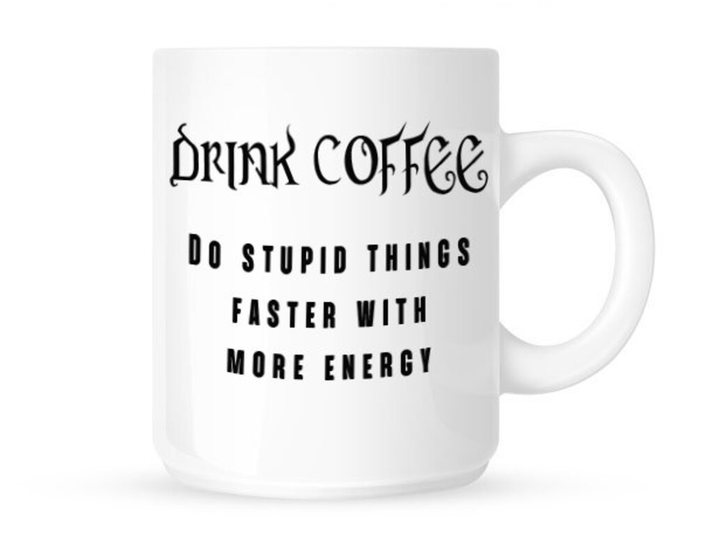 Targa In Latta Vintage 'Drink Coffee And Do Stupid Things Faster With More Energy', 20x30 Cm, Decorazione Da Bar, Cucina, Ufficio