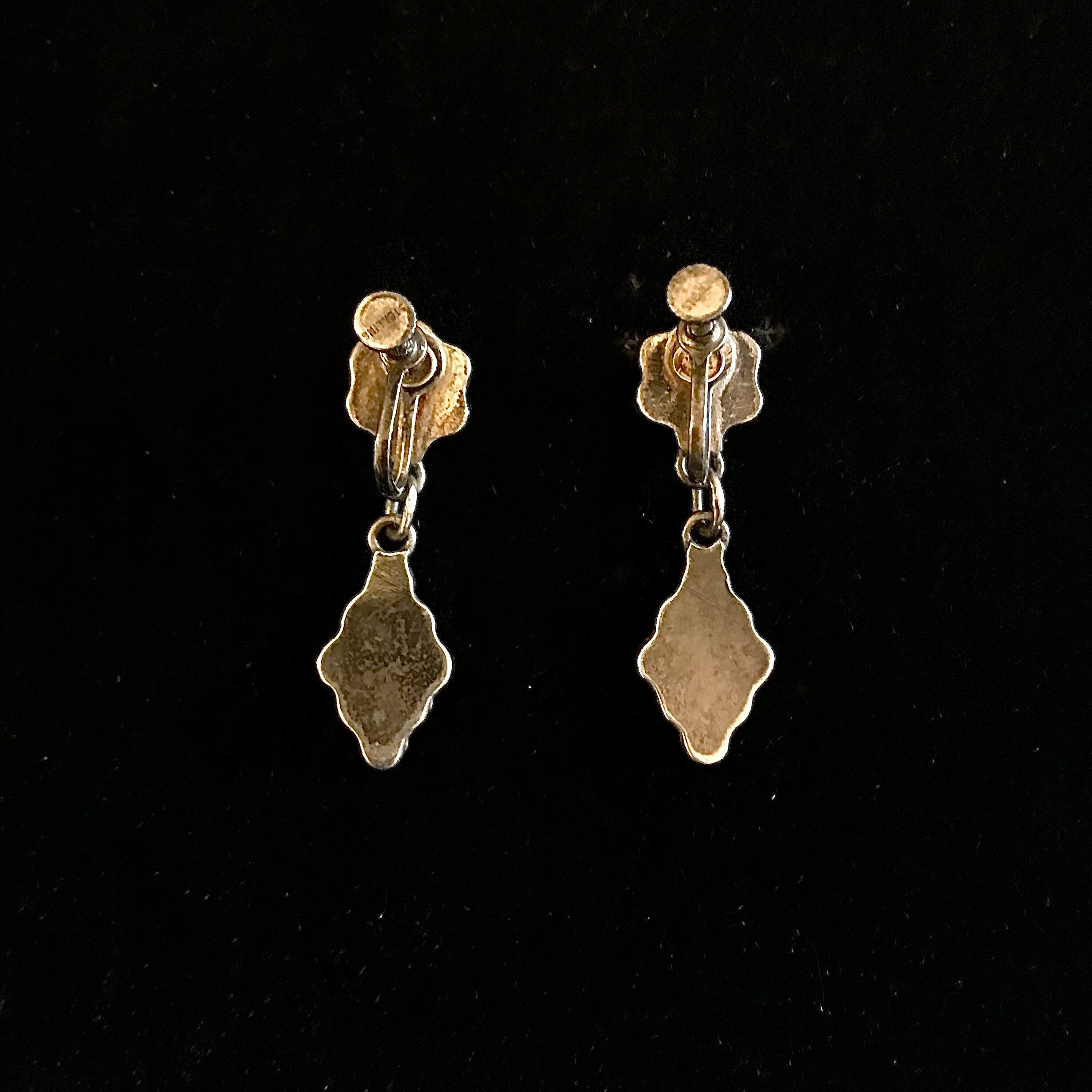 FRANK DISHTA Vintage Turquoise & Jet Inlay Earrings - Etsy