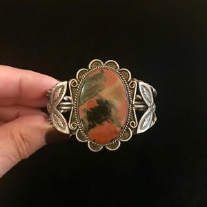 Outstanding Vintage Navajo Petrified Wood & Sterling Cuff Bracelet Circa 1940’s Or Earlier