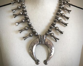 Ernest Roy Begay NAVAJO Sterling Silver TURQUOISE Squash Blossom
