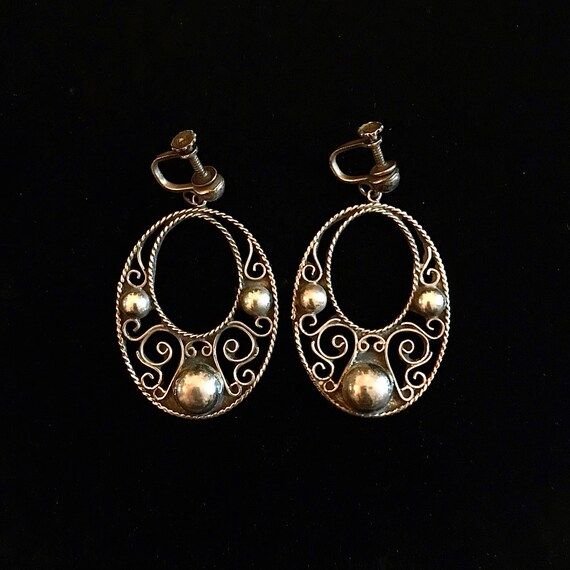 Splendid Vintage Mexican Sterling Dangle Earrings… - image 4