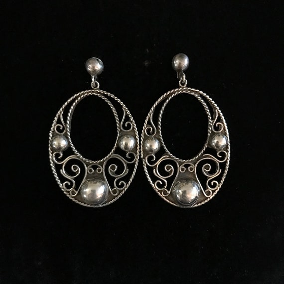 Splendid Vintage Mexican Sterling Dangle Earrings… - image 2