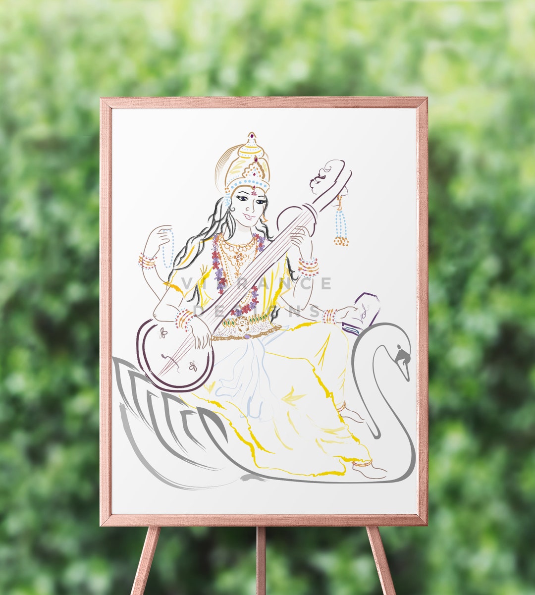 how to draw saraswati devi drawing - YouTube