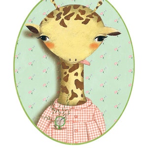 Personalized print/birth gift/birthday gift/ nursery wall decor/nursery art/ kids room decor. Print 'Customizable Giraffe' by Maria Mola image 1