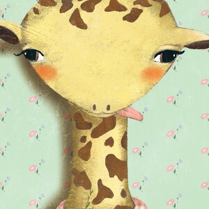 Personalized print/birth gift/birthday gift/ nursery wall decor/nursery art/ kids room decor. Print 'Customizable Giraffe' by Maria Mola image 2