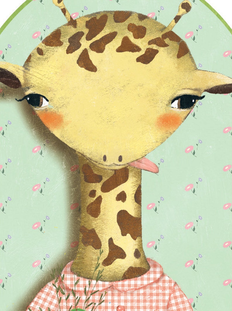 Personalized print/birth gift/birthday gift/ nursery wall decor/nursery art/ kids room decor. Print 'Customizable Giraffe' by Maria Mola image 2