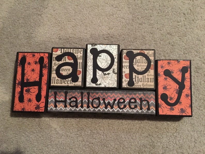 Halloween Blocks Happy Halloween Black - Etsy