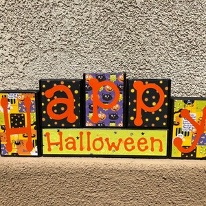 Halloween Blocks Happy Halloween Black - Etsy