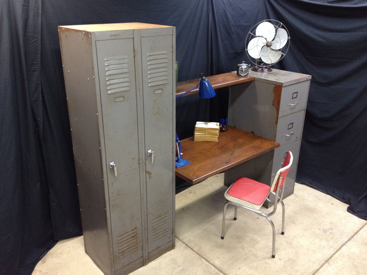 Vintage office desk vintage filing industrial desk Etsy