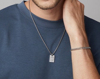 Collier personnalisé en acier inoxydable pour hommes - Chaîne gourmette - Bijoux pour hommes - Unisexe - Argent Or Noir - Bijoux imperméables - HK004