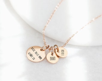 Personalisierte Kette • Mama Kette mit Gravur • Namenkette • Familie Halskette • Gravurkette • glänzend • matt • gold silber rosé  K528